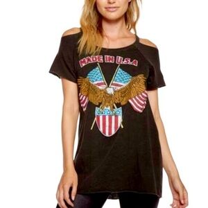 Chaser Made in USA Eagle Cold Shoulder T-shirt 100% Cotton Women’s Size Small